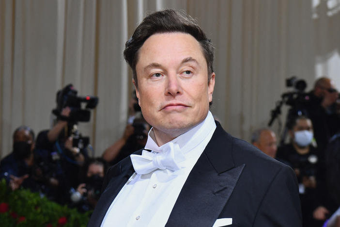 Elon Musk arrives for the 2022 Met Gala at the Metropolitan Museum of Art on May 2, 2022, in New York.