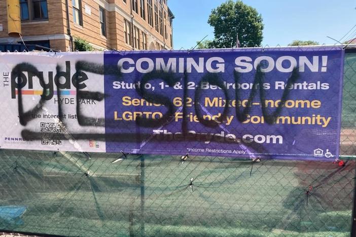 Gretchen Van Ness, executive director of LGBTQ Senior Housing Inc, said the hateful messages were discovered early Sunday morning.