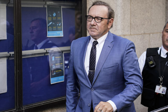 Actor Kevin Spacey arrives at the Old Bailey, in London, Thursday, July 14, 2022.