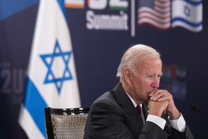 President Biden says he always talks about human rights abroad. But he stopped short of saying he would raise the 2018 killing of journalist Jamal Khashoggi when he meets Saudi leaders on Friday.