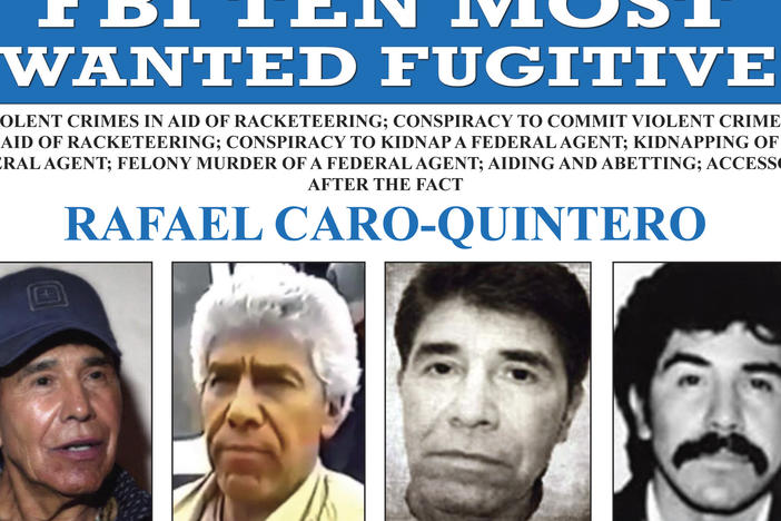 This image released by the FBI shows the wanted poster for Rafael Caro Quintero, who was behind the killing of a U.S. DEA agent in 1985. Caro Quintero has been captured by Mexican forces nearly a decade after walking out of a Mexican prison, an official confirmed Friday.
