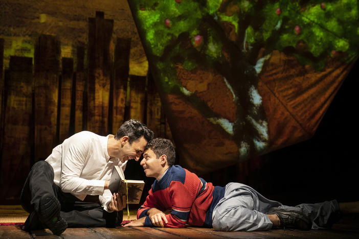 Amir Arison (left) and Eris Sirakian in <em>The Kite Runner</em>.