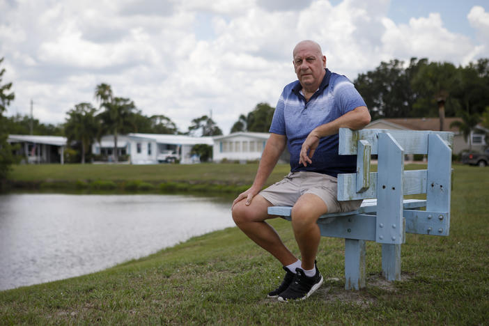 Mike Noel at the Heritage Plantation community, June 8, 2022. Noel retired and bought a home in the mobile home park and looked forward to fishing in the ocean 20 minutes away.  "I thought I was moving to paradise," he says.