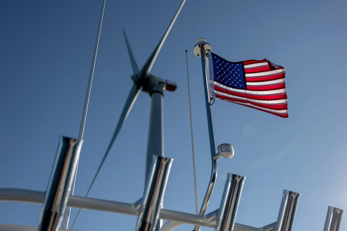 A wind turbine generates electricity at the Block Island Wind Farm on July 7, 2022 near Block Island, RI.