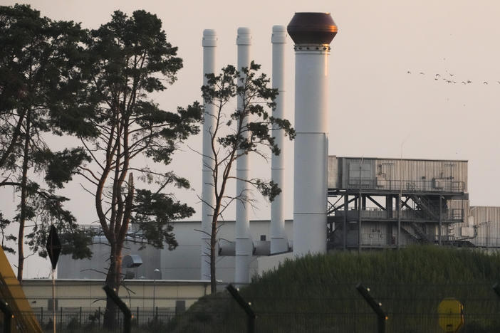 This photo shows the landfall facility of the Nord Stream 1 Baltic Sea pipeline and the transfer station of the OPAL gas pipeline, the Baltic Sea Pipeline Link, in Lubmin, Germany, Thursday, July 21, 2022. Europe was bracing for the possibility that the key  pipeline that brings natural gas from Russia to Germany wouldn't reopen as scheduled after routine maintenance.
