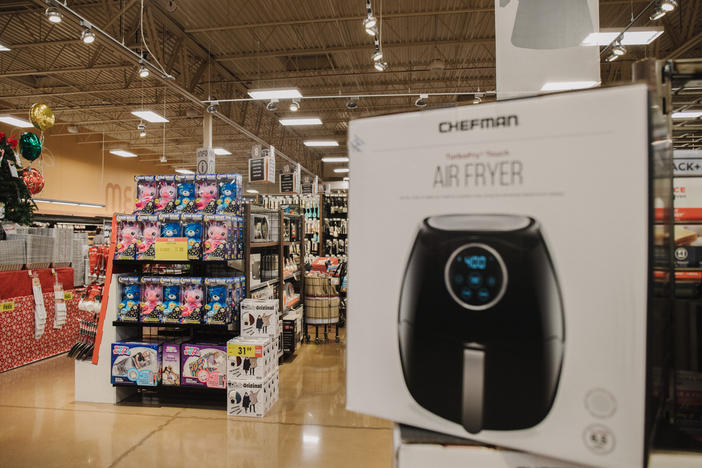 An air fryer awaits its buyer at a Kroger store in Kentucky in 2020, when the kitchen appliance became a hot seller.