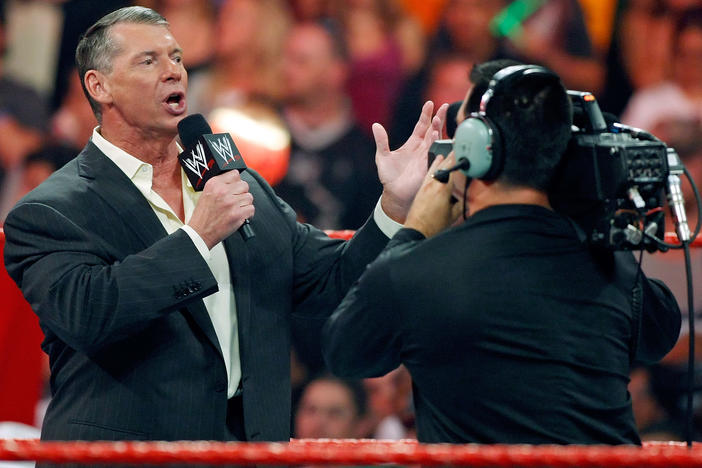 World Wrestling Entertainment Inc. Chairman Vince McMahon appears in the ring in 2009 during the WWE Monday Night Raw show in Las Vegas.