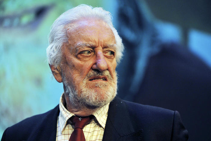 Bernard Cribbins looks on after receiving the annual J M Barrie Award for a lifetime of unforgettable work for children on stage, film, television and record, at the Radio Theatre, Broadcasting House in London, on Nov. 13, 2014. Cribbins has died at age 93.