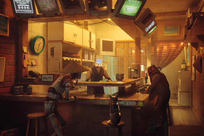 Screenshot from gameplay of Stray.