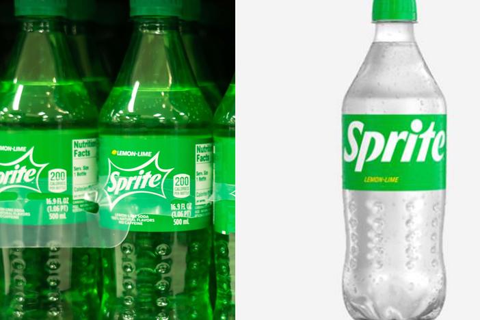 On left, the classic green Sprite bottle. On the right, the new clear bottle.