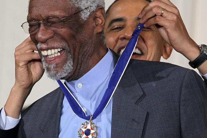 President Barack Obama awards Bill Russell the Presidential Medal of Freedom in 2011. The president recognized Russell not just for his legendary basketball career, but for his work as an activist on and off the court.