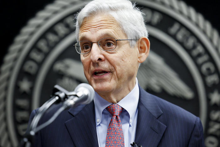 Attorney General Merrick Garland speaks at an event on Tuesday. The Justice Department is suing Idaho, arguing that its new abortion law violates federal law because it does not allow doctors to provide medically necessary treatment, Garland said Tuesday.
