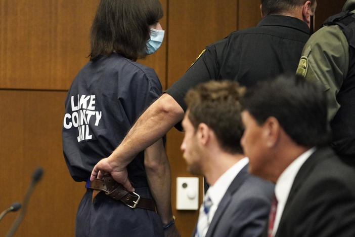 Robert E. Crimo III, leaves the courtroom after a hearing Wednesday, in Waukegan, Ill. Accused of killing seven people and wounding dozens more in a shooting at an Independence Day parade in suburban Chicago, Crimo pleaded not guilty on Wednesday.