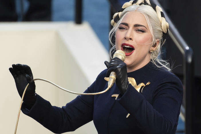 Lady Gaga sings the national anthem during President-elect Joe Biden's inauguration at the U.S. Capitol on Jan. 20, 2021.