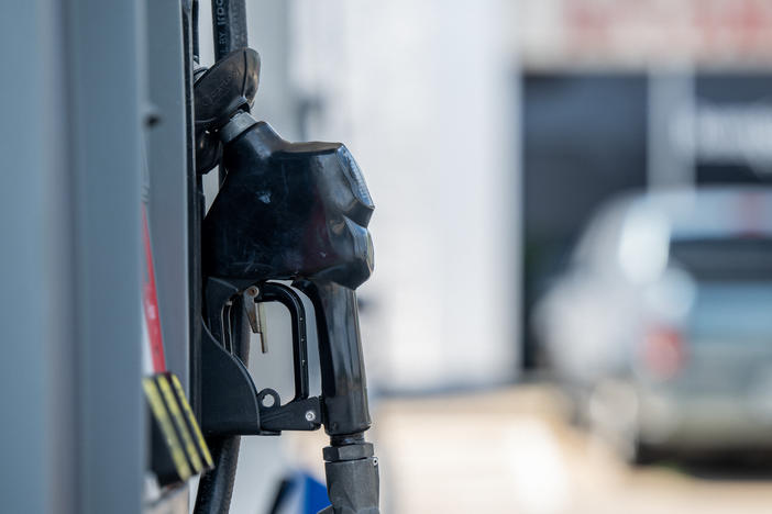 A gas pump is seen at a gas station in Houston on June 9. Gas prices have dropped below $4 a gallon in parts of the country, although the national average remains above that level.