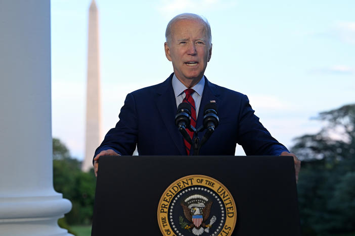 President Biden speaks from the White House balcony on Monday, announcing that a U.S. drone strike killed al-Qaida leader Ayman al-Zawahiri over the weekend.