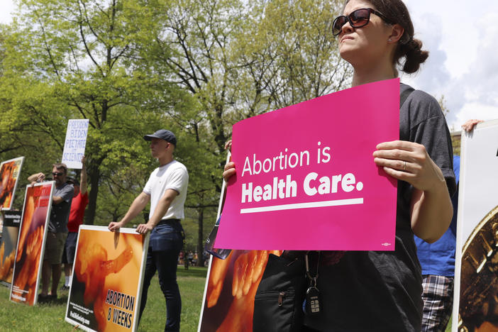 Protestors for and against legal abortions gathered at The University of Michigan on May 14, 2022.