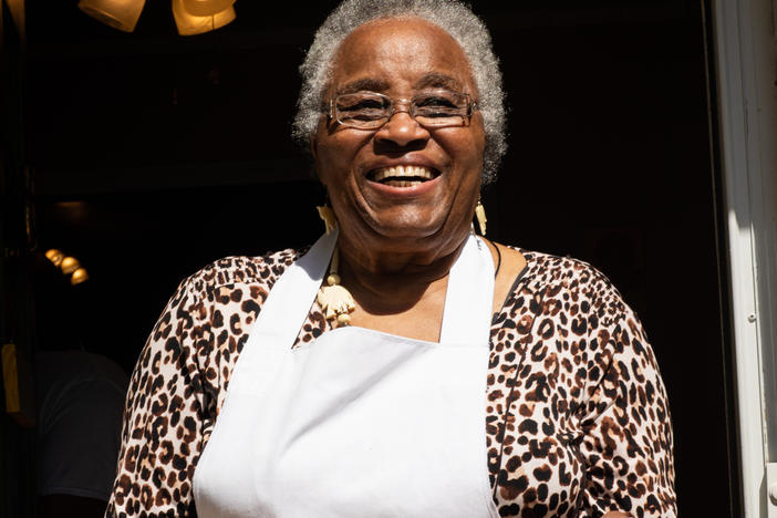 Emily Meggett, the author of <em>Gullah Geechee Home Cooking</em>. Meggett published her cookbook at age 89.