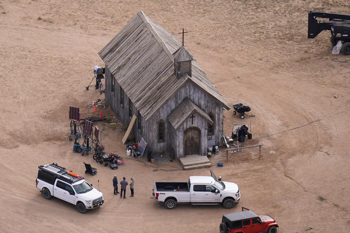 This aerial photo shows the Bonanza Creek Ranch in Santa Fe, N.M., on Oct. 23, 2021.