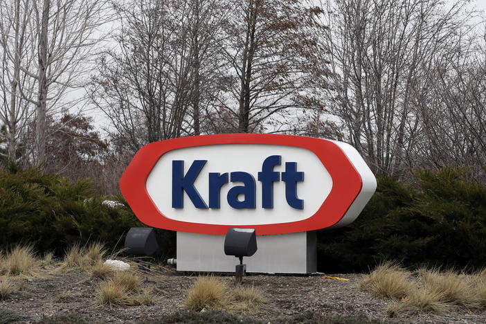 This Wednesday, March 25, 2015, file photo shows the Kraft logo outside of the company's headquarters in Northfield, Ill.