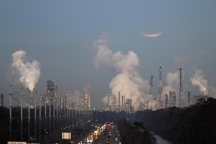 A line of petrochemical facilities in St. Charles Parish, La., in 2018. Many people who live near industrial sites, and who are exposed to dangerous pollution, fear that the Inflation Reduction Act will deepen existing environmental inequalities.