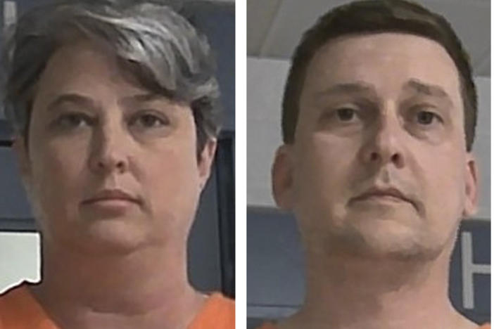 These booking photos released Oct. 9, 2021, by the West Virginia Regional Jail and Correctional Facility Authority show Jonathan Toebbe and his wife, Diana Toebbe.