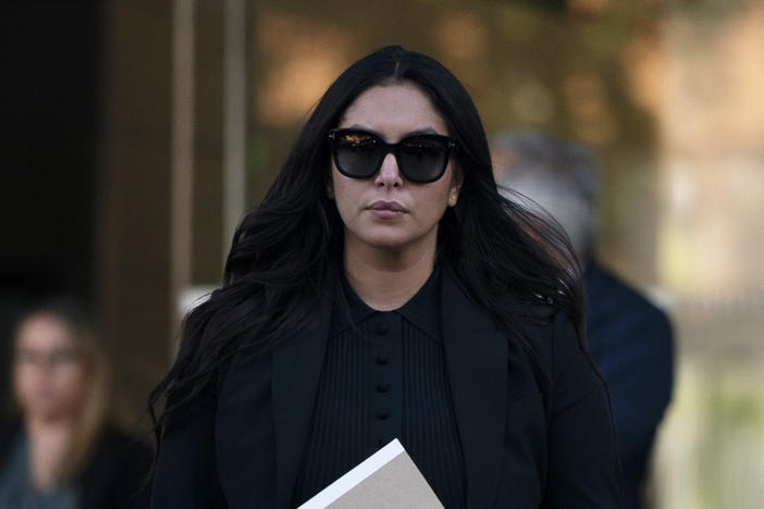 Vanessa Bryant leaves a federal courthouse in Los Angeles on Aug. 10. Kobe Bryant's widow is taking her lawsuit against the Los Angeles County sheriff's and fire departments to a federal jury, seeking compensation for photos deputies shared of the remains of the NBA star, his daughter and seven others killed in a helicopter crash in 2020.