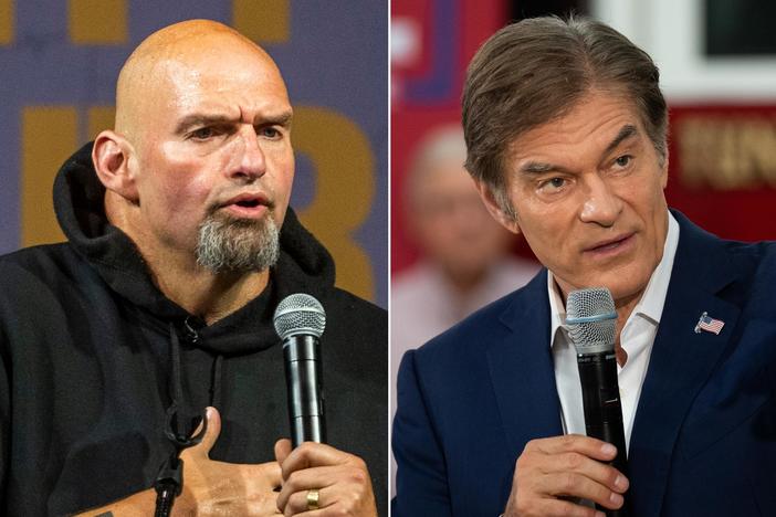 Pennsylvania Democratic U.S. Senate nominee John Fetterman, left, has so far maintained a polling edge over Republican nominee Dr. Mehmet Oz, as Democrats try to take over the swing state's seat.