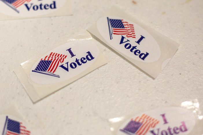 "I Voted" stickers are seen on March 1 in Austin, Texas.