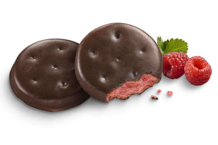 The Girl Scouts website calls Raspberry Rally a "thin, crispy cookie infused with raspberry flavor and dipped in chocolaty coating."