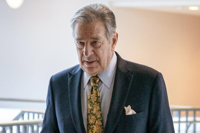 Paul Pelosi, right, the husband of House Speaker Nancy Pelosi, of California, follows his wife as she arrives for her weekly news conference on Capitol Hill in Washington, Thursday, March 17, 2022. Pelosi was sentenced to five days in jail for a DUI that happened May 28, 2022, in Napa County, California.