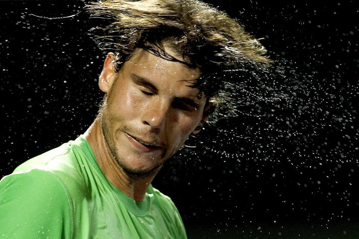 Tennis great Rafael Nadal of Spain might think twice about shaking off his beads of perspiration. It turns out that sweat leads to a surprising health benefit.