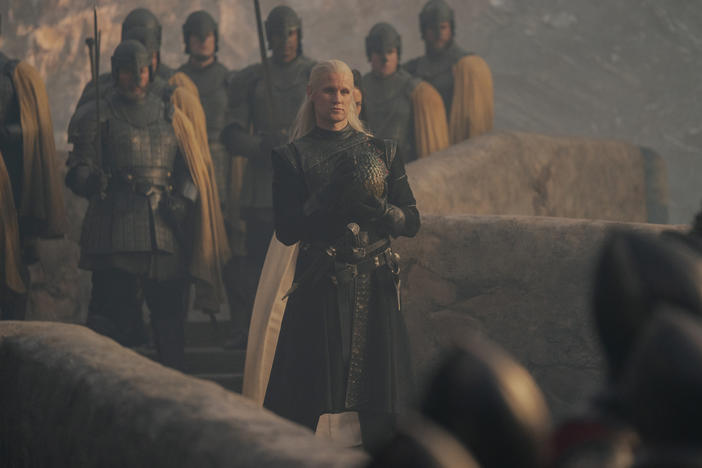 Bridge of Guys: Daemon (Matt Smith) cradles a dragon egg in <em>House of the Dragon</em>.