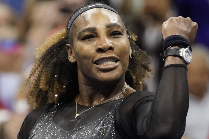 Serena Williams, of the United States, reacts after defeating Anett Kontaveit, of Estonia, during the second round of the U.S. Open tennis championships, Wednesday, Aug. 31, 2022, in New York.