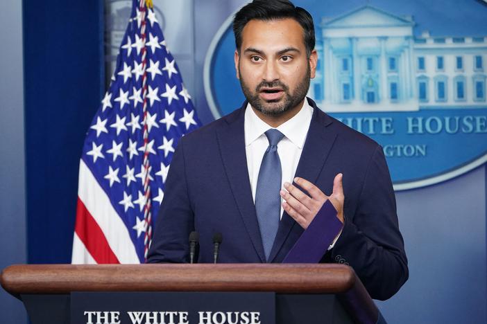Ali Zaidi speaks to White House reporters during the daily briefing on Dec. 16, 2021.