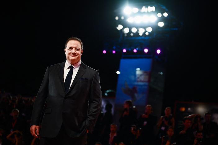 Actor Brendan Fraser arrives on September 4, 2022 for the screening of the film "The Whale" presented at the 79th Venice International Film Festival.