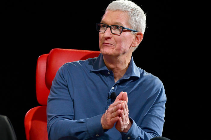 Apple CEO Tim Cook speaks onstage during Vox Media's 2022 Code Conference in Beverly Hills, Calif.