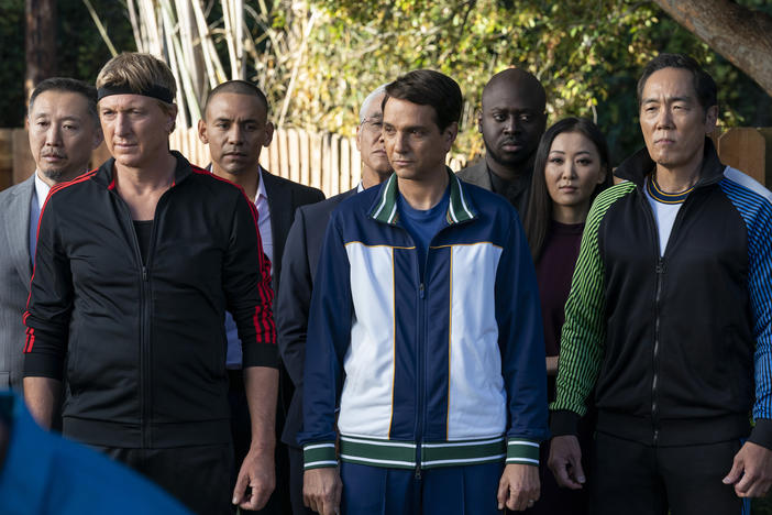 From left to right: William Zabka as Johnny Lawrence, Ralph Macchio as Daniel LaRusso, Yuji Okumoto as Chozen Toguchi in Cobra Kai. The hit series' new season premiered Friday and already has a 100% rating on Rotten Tomatoes.