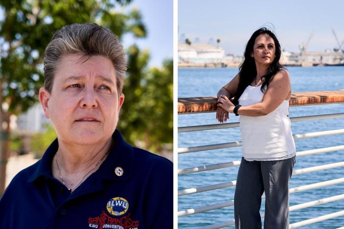 Dockworkers Rebecca Schlarb, Yvette Bjazevic  and Jimmy Monti.