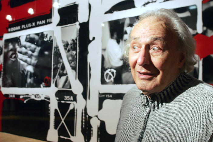 Photographer, filmmaker, painter and graphic designer William Klein at a press event in Paris in 2005. Klein died Saturday at age 96.