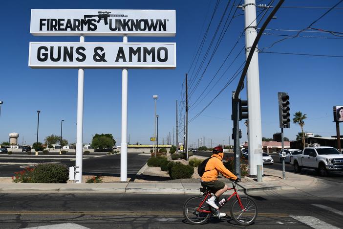 A gun shop in Yuma, Ariz. Such retailers will soon have their own "merchant code" to categorize credit card purchases made there.