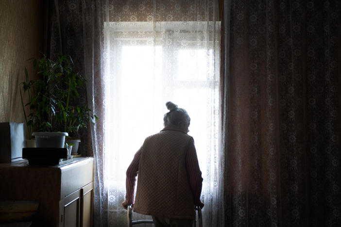 Larisa, 76, lives alone in her apartment in Sloviansk, Ukraine. She hasn't been outside since before the war.