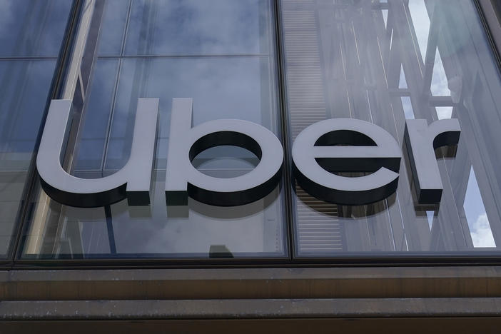 An Uber sign is displayed at the company's headquarters in San Francisco on Monday.