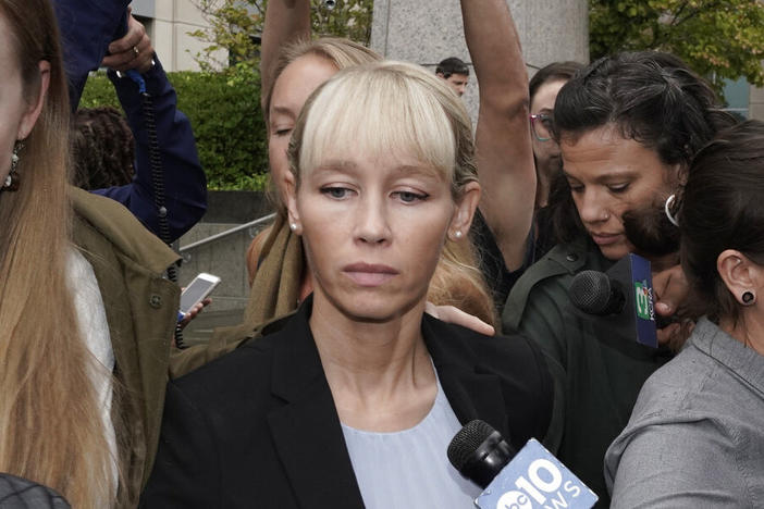 Sherri Papini leaves a federal courthouse Monday after Judge William Shubb sentenced her to 18 months in federal prison for faking her own kidnapping in 2016.