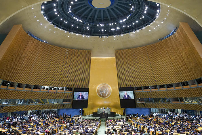 United Nations Secretary-General António Guterres addresses the 77th session of the General Assembly at U.N. headquarters in New York. President Biden will give his address Wednesday morning.