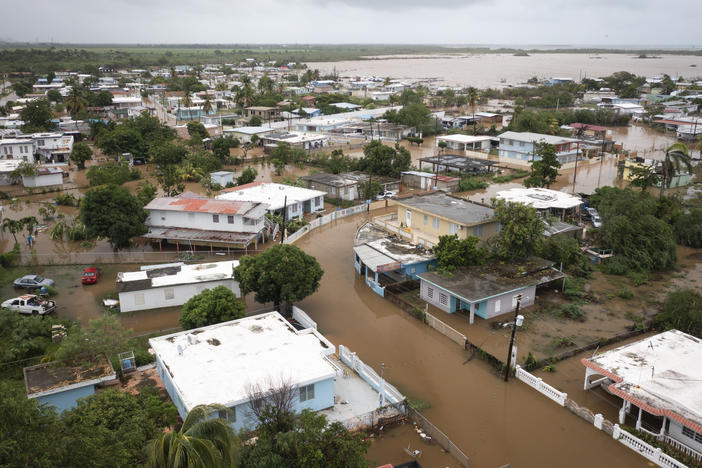 Playa Salinas is flooded after the passing of Hurricane Fiona in Salinas, Puerto Rico, on Monday.
