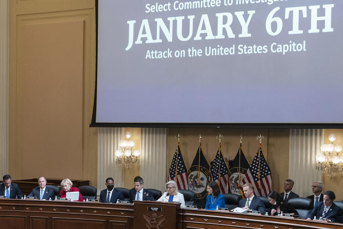 The House Select Committee to Investigate the January 6th Attack on the U.S. Capitol is seen during a public session in July. The panel has scheduled another hearing for next week.