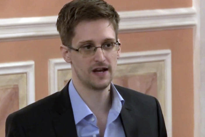 In this image made from video and released by WikiLeaks, former National Security Agency systems analyst Edward Snowden speaks in Moscow in 2013.