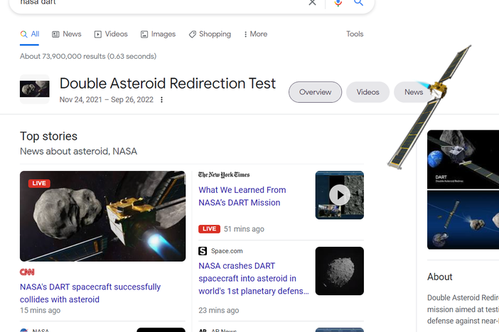Google's new animation shows a spacecraft knocking your screen off-kilter.