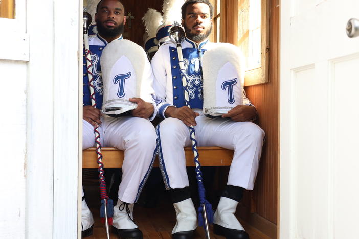 Two members of Tennessee State University's Aristocrat of Bands — Marro Briggs, left, and Curtis Olawumi.